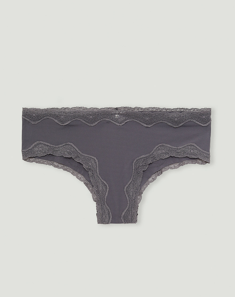 Panty cachetero microfibra encaje en cintura y pierna gris