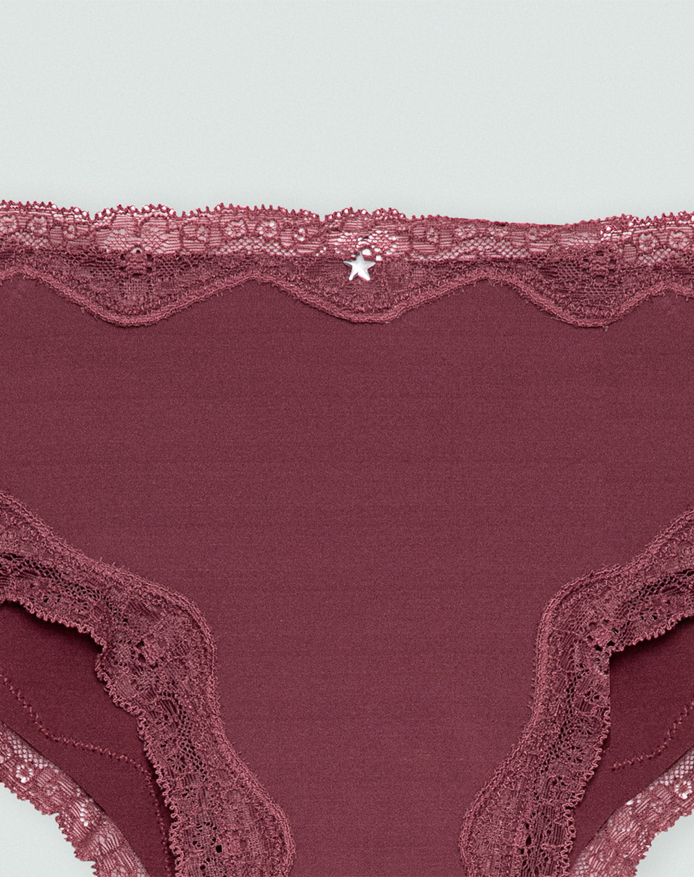 Panty cachetero microfibra encaje en cintura y pierna vino tinto