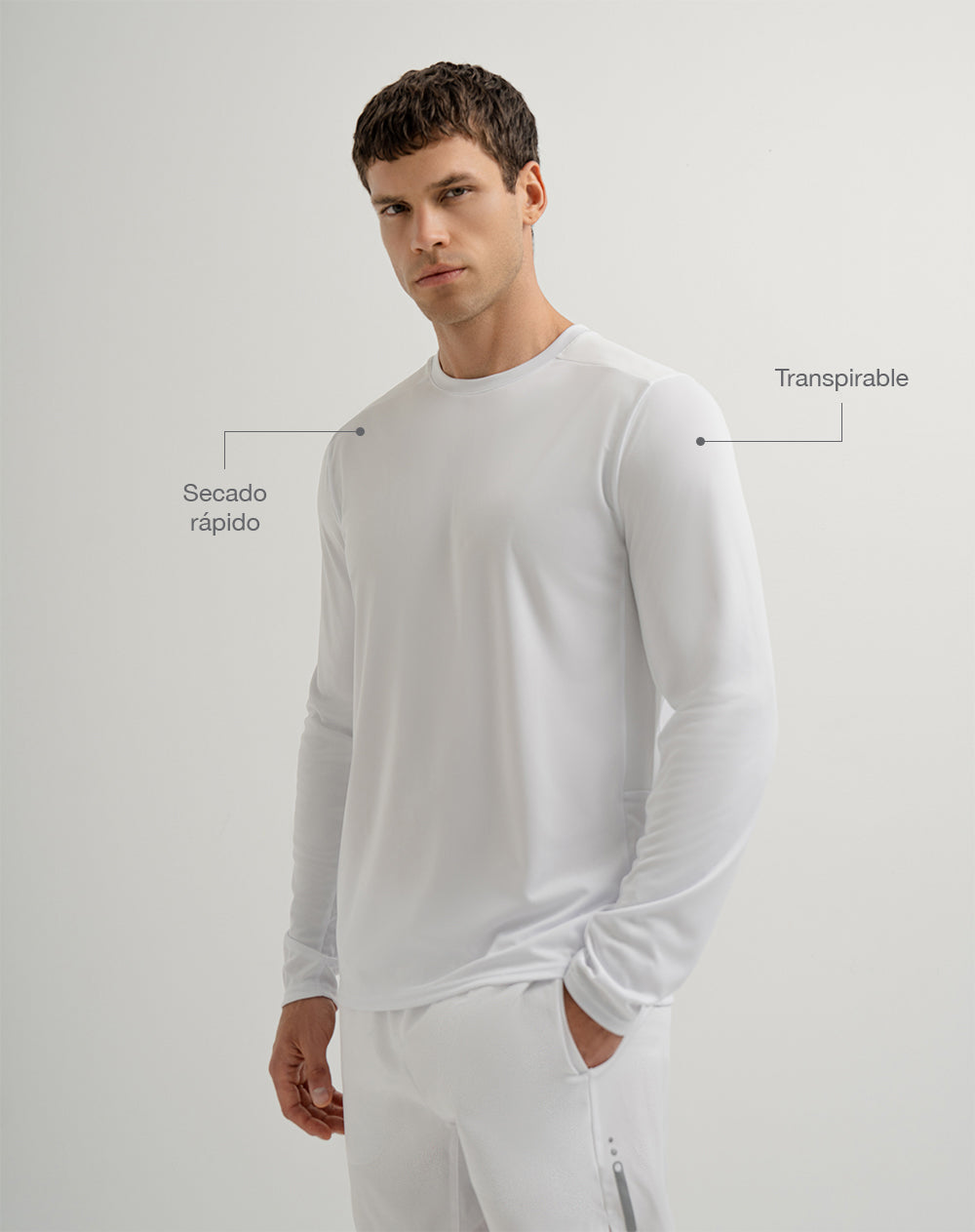 Camibuzo deportivo transpirable blanco hombre