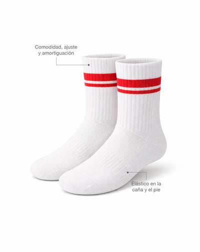 Medias cortas blanco rayas