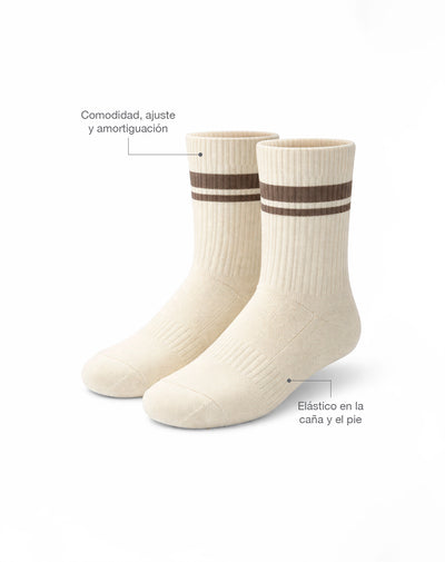 Medias cortas khaki rayas