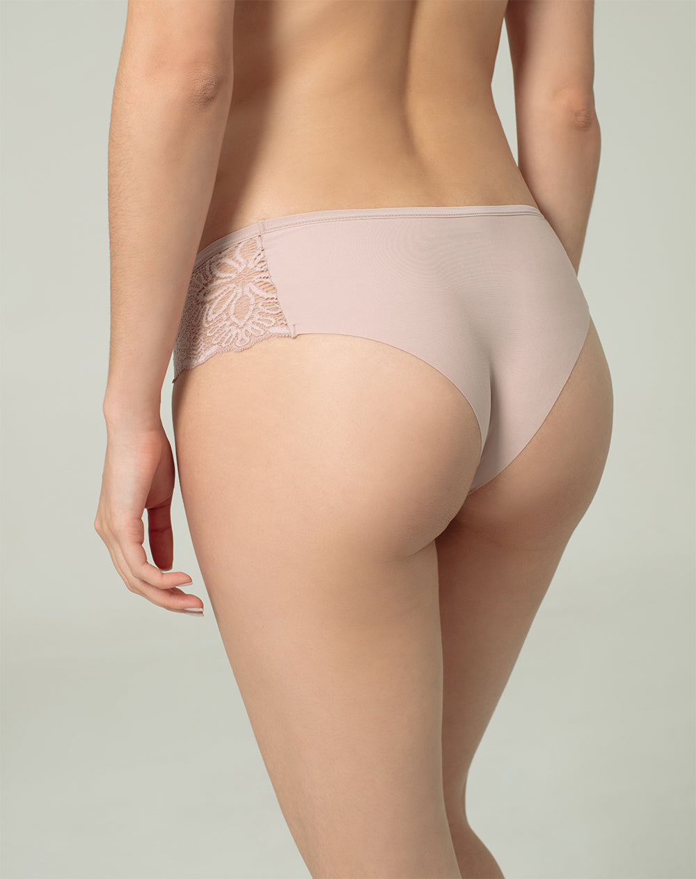 Panty cachetero microfibra encaje en cintura y pierna palo de rosa