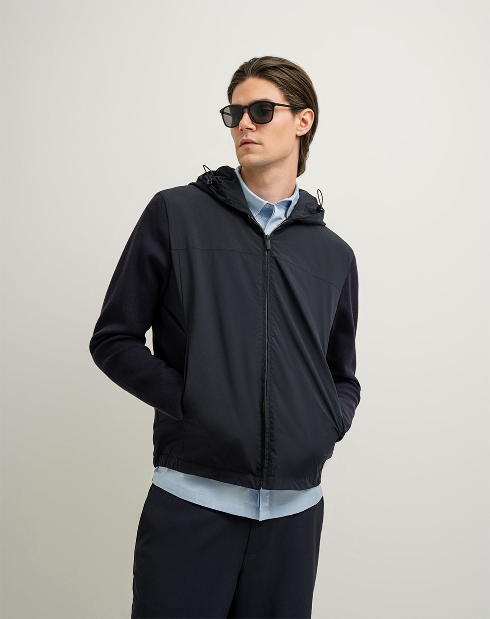 Chaqueta regular azul hombre