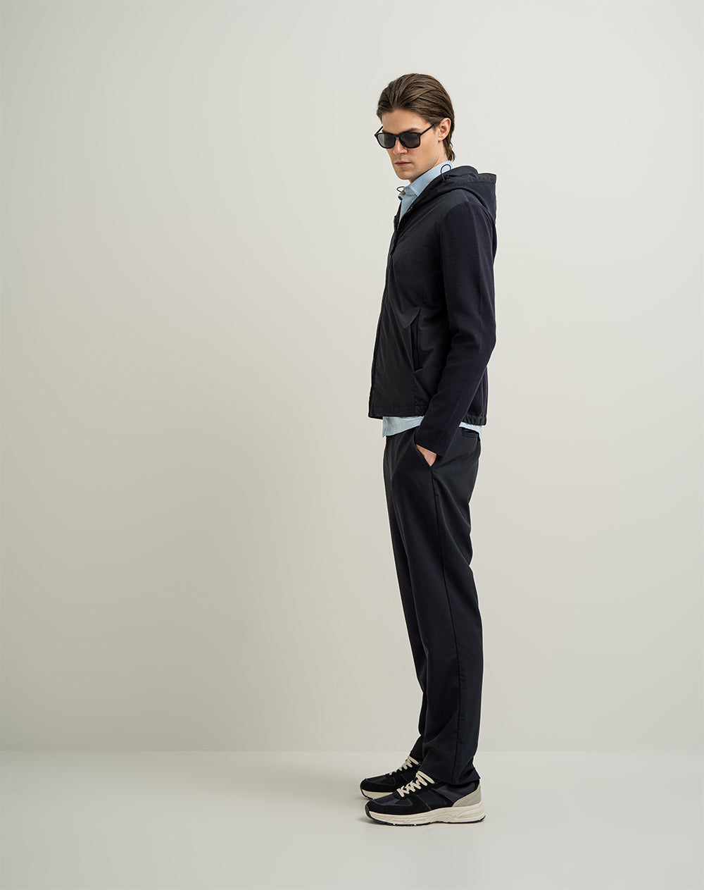 Chaqueta regular azul hombre