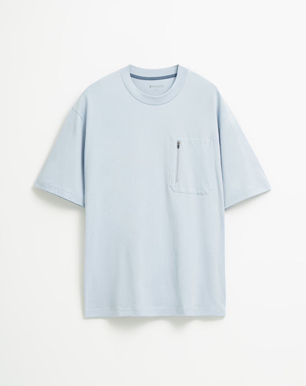 Camiseta en algodón sostenible bolsillo frontal con cierre azul para hombre