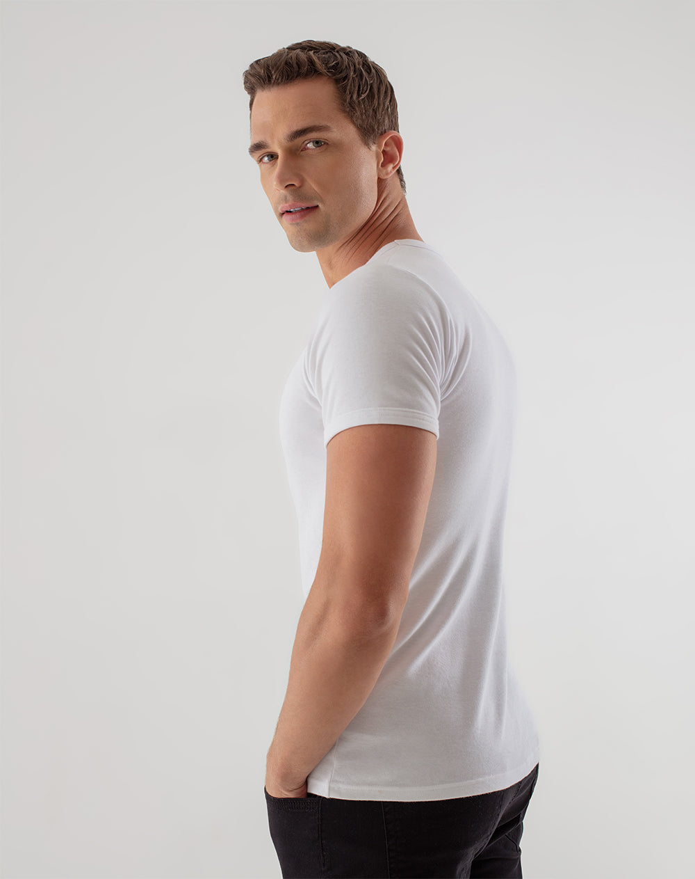 Camiseta algodón sostenible semi ajustadas pack x2unds blanca para hombre