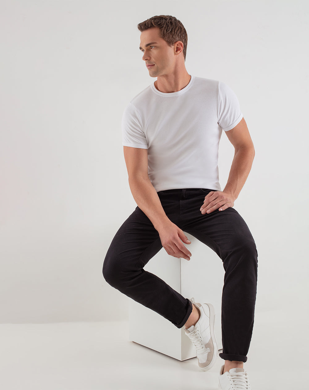 Camiseta algodón sostenible semi ajustadas pack x2unds blanca para hombre