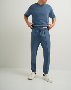 Jogger en algodón sostenible semi ajustado azul para hombre