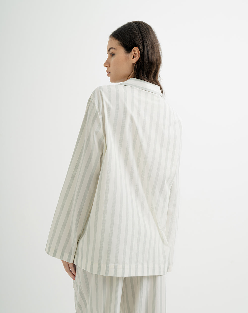 Camisa de pijama mujer algodón verde