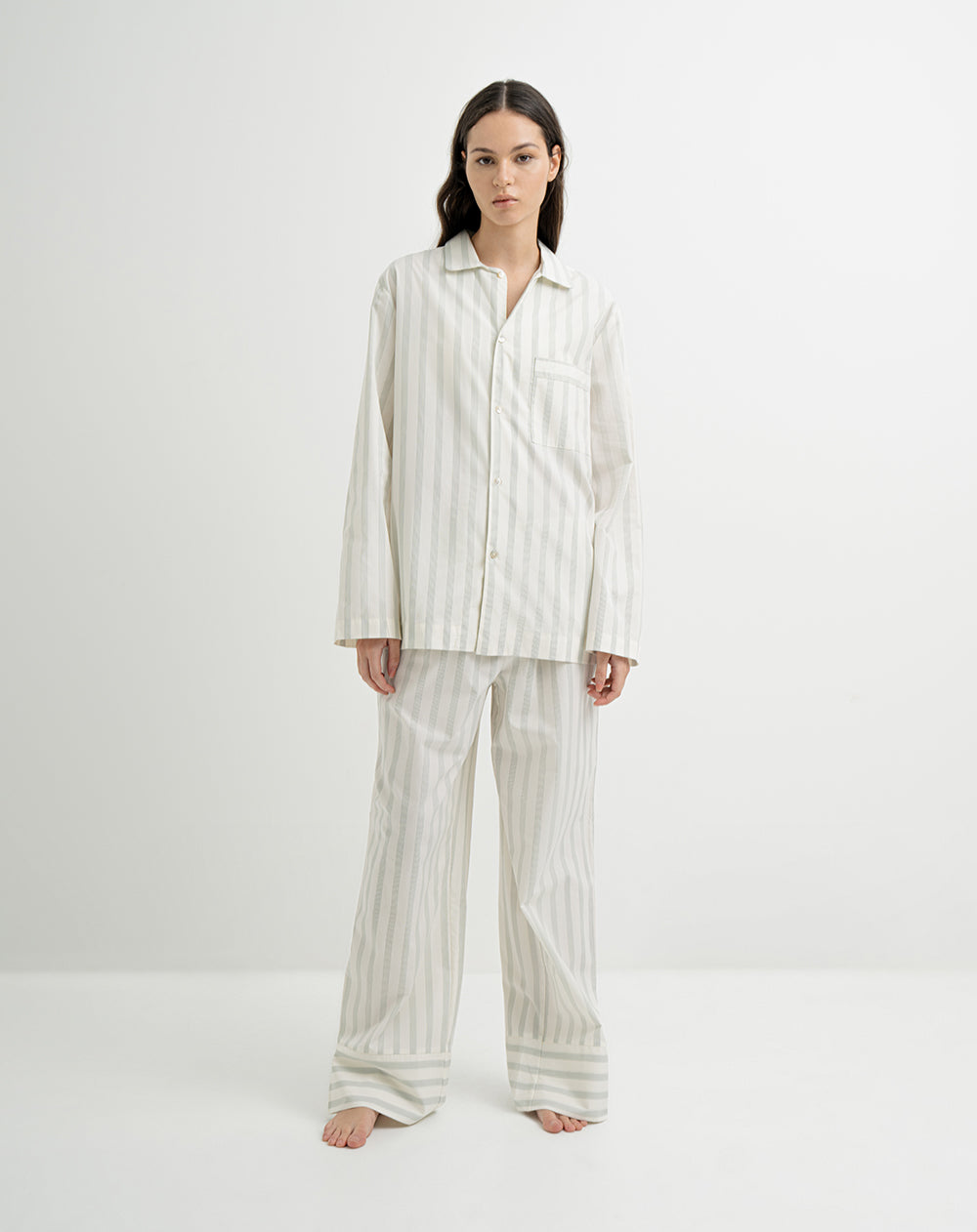 Camisa de pijama mujer algodón verde