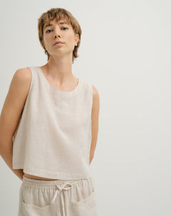 Blusa en lino avena para mujer