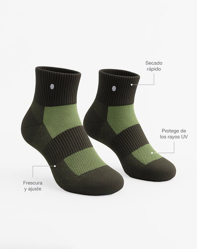 Medias deportivas hombre tobillera secado rápido verdes