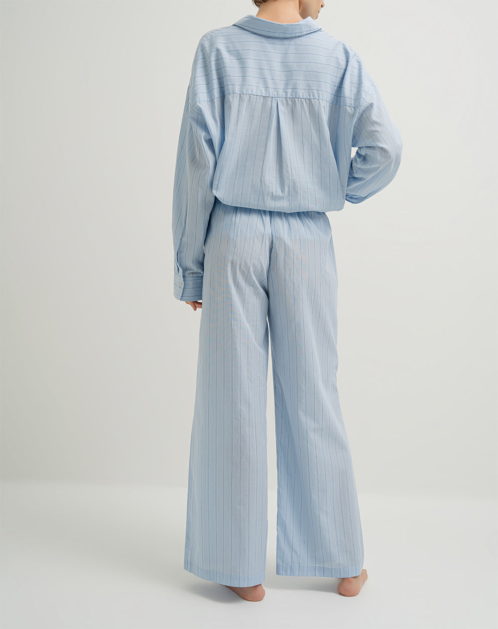 Pijama Pantalón Blanco Con Rayas Azules Pantalon Hombre Resort