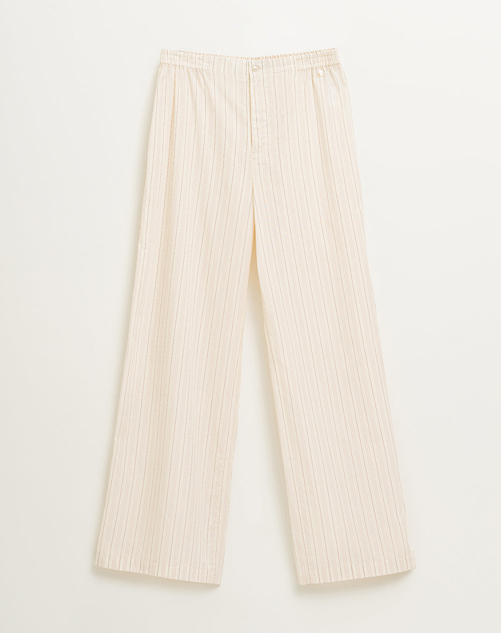Pantalón de pijama mujer algodón largo crema rayas