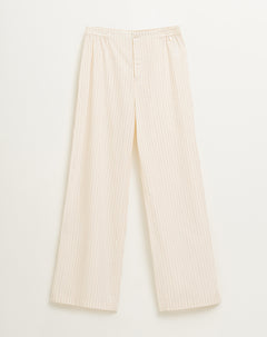 Pantalón de pijama mujer algodón largo crema rayas