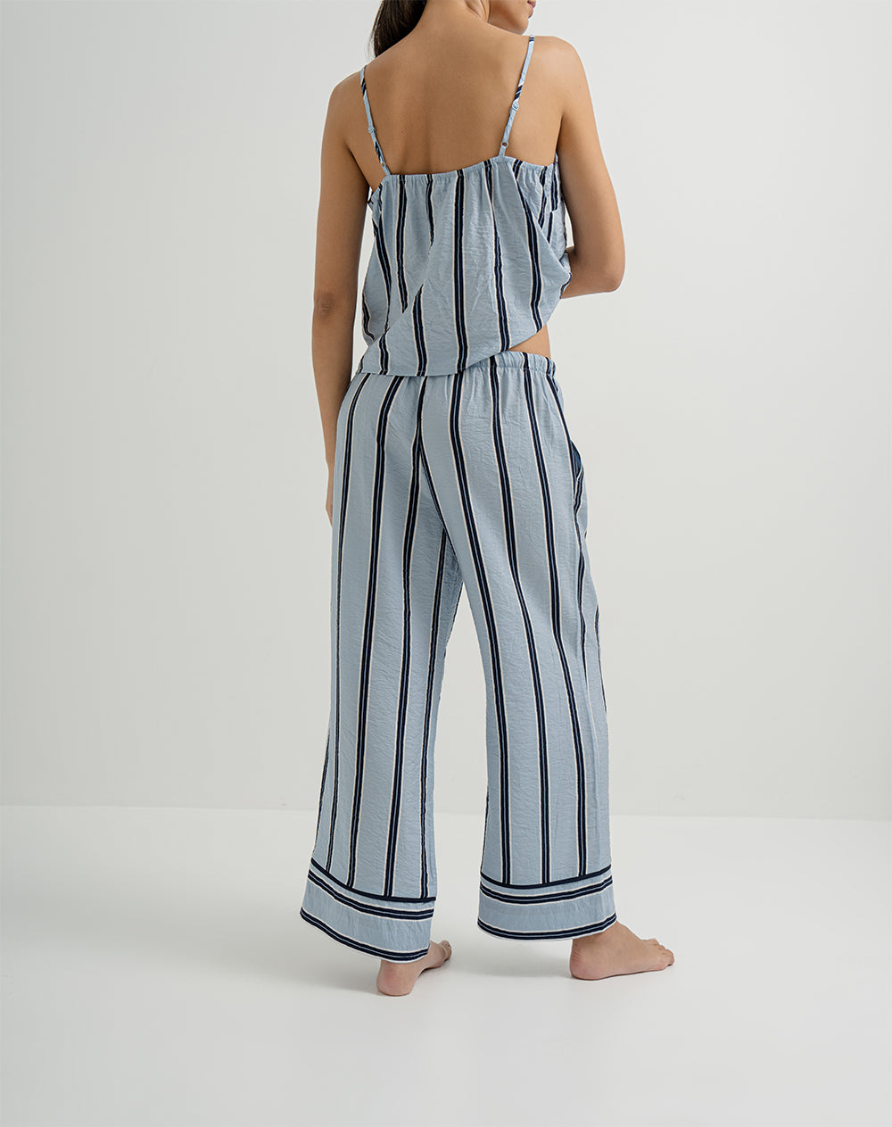 Pantalón de pijama mujer azul rayas