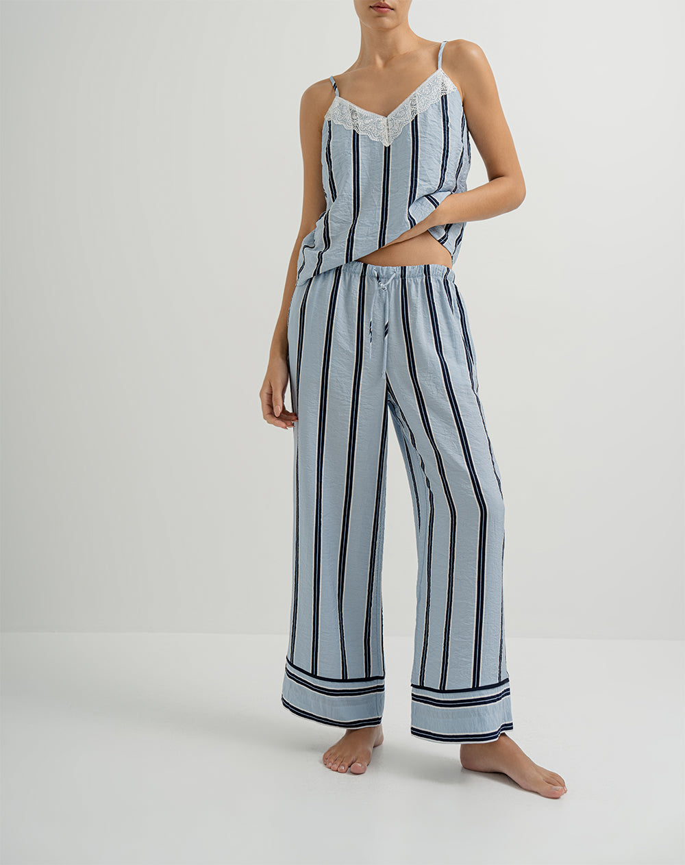 Pantalón de pijama mujer azul rayas