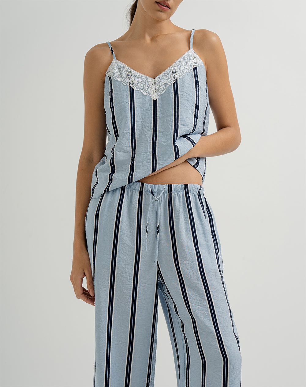 Pantalón de pijama mujer azul rayas
