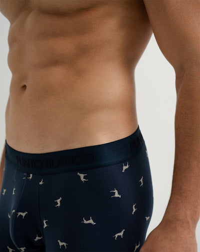 Boxér medio ajustado azul estampado