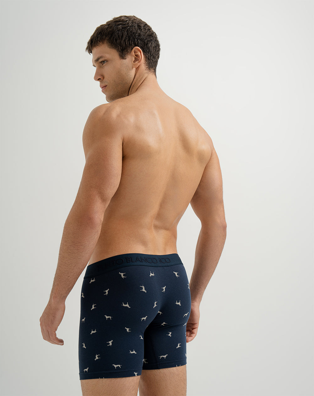 Boxér medio ajustado azul estampado