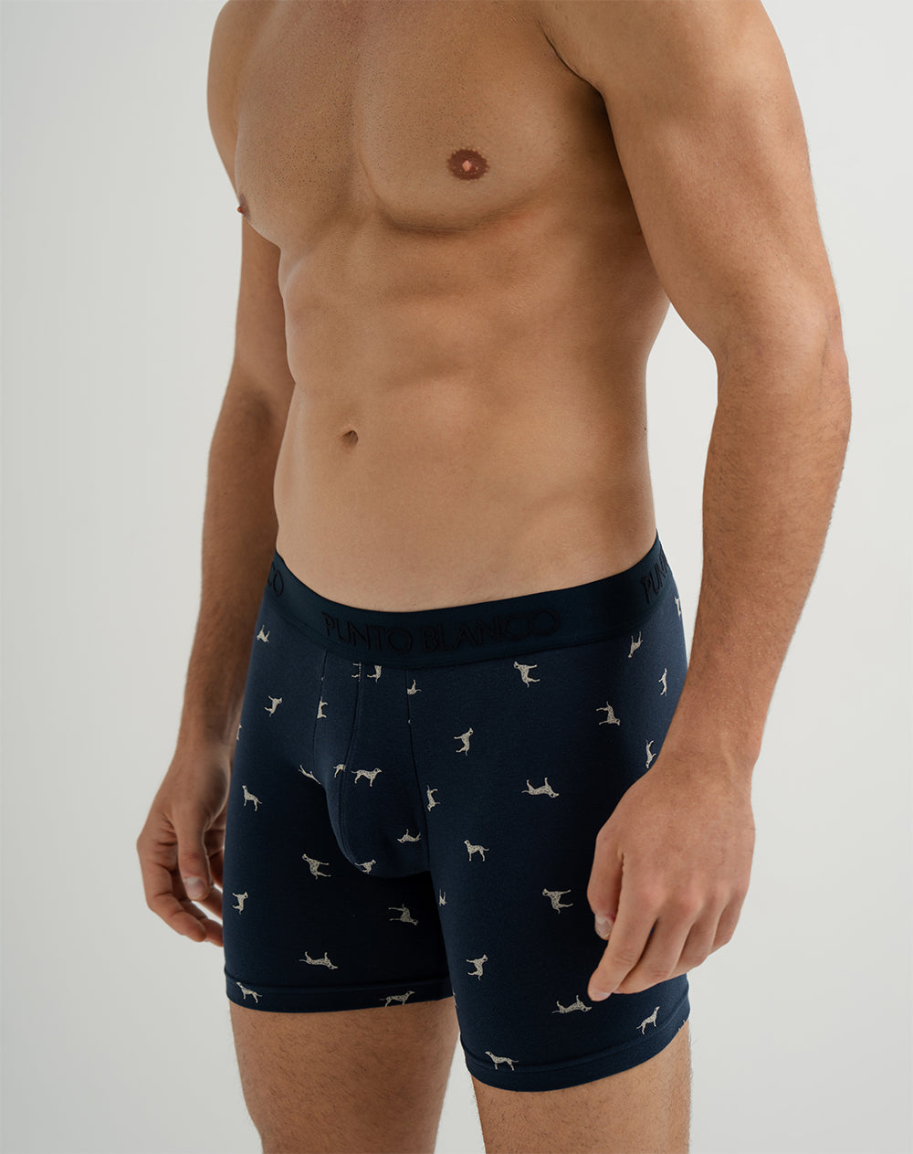 Boxér medio ajustado azul estampado