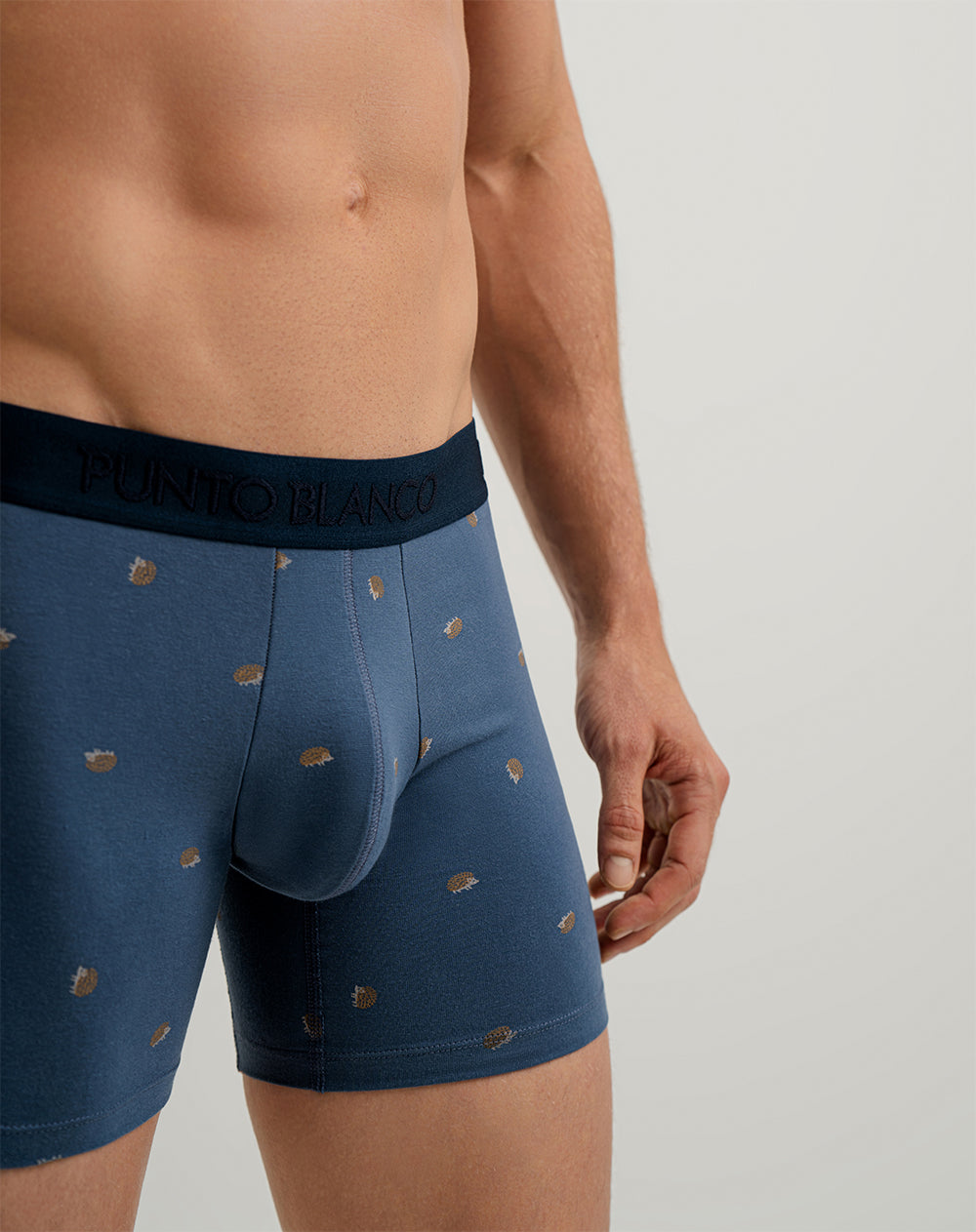 Boxér medio ajustado azul estampado