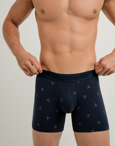 Boxér medio ajustado azul estampado