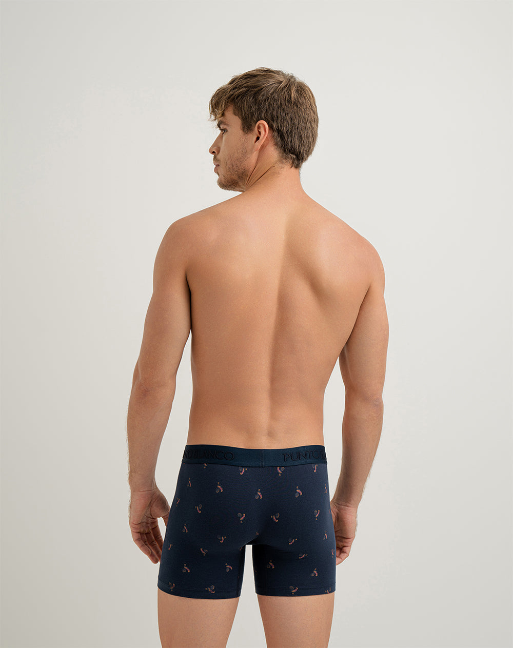 Boxér medio ajustado azul estampado