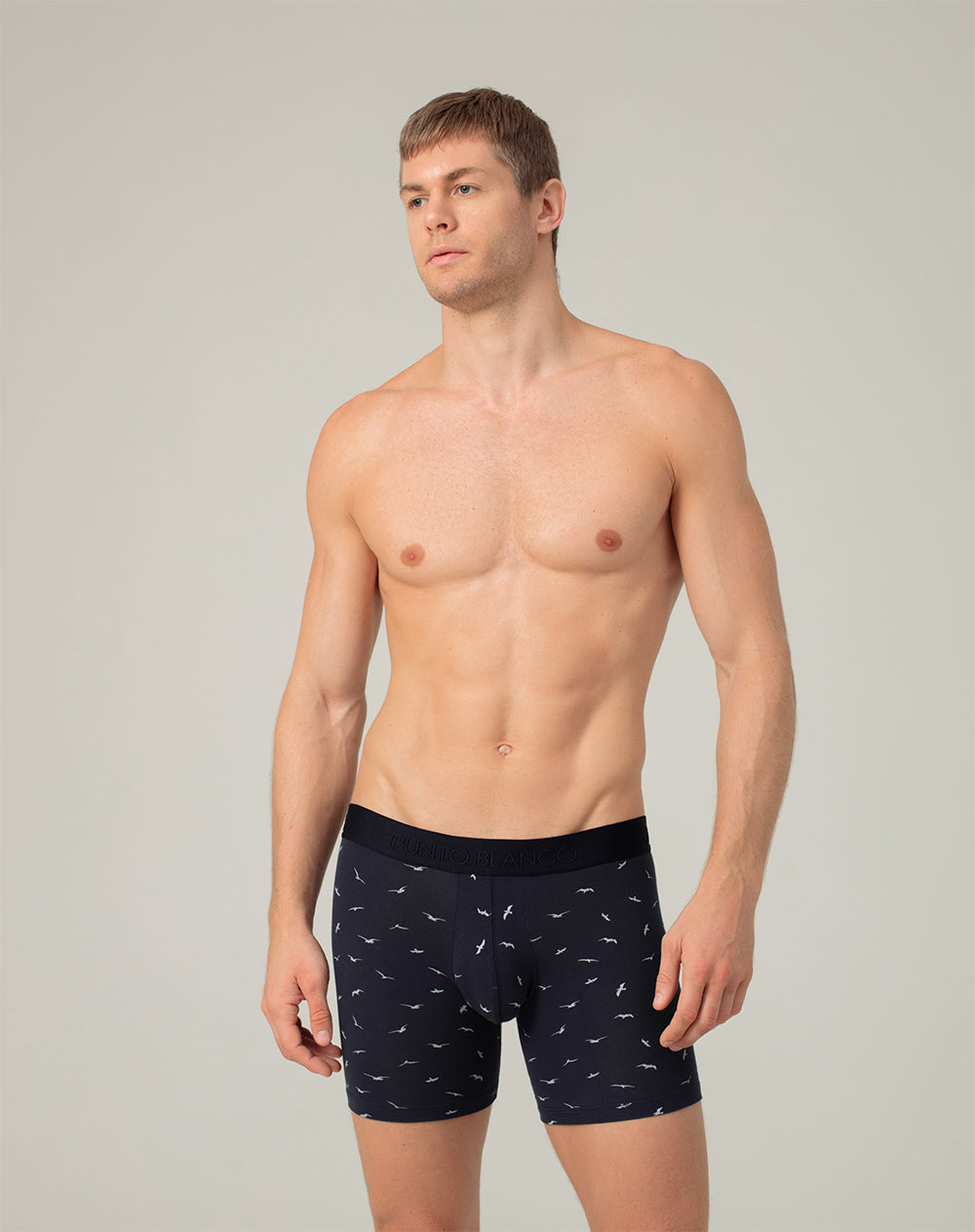 Boxér medio ajustado azul estampado