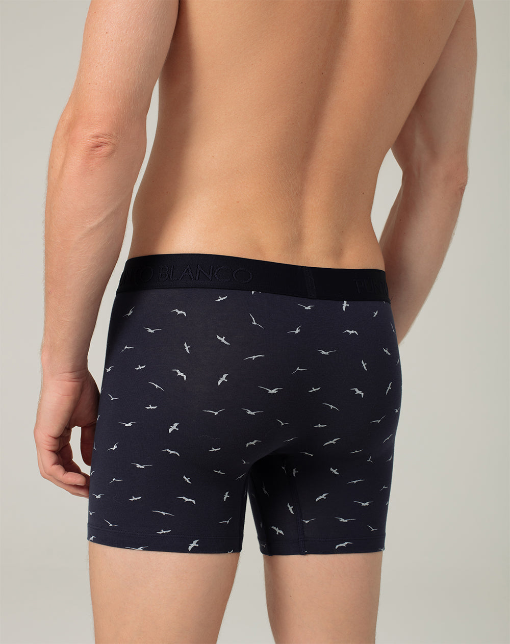 Boxér medio ajustado azul estampado