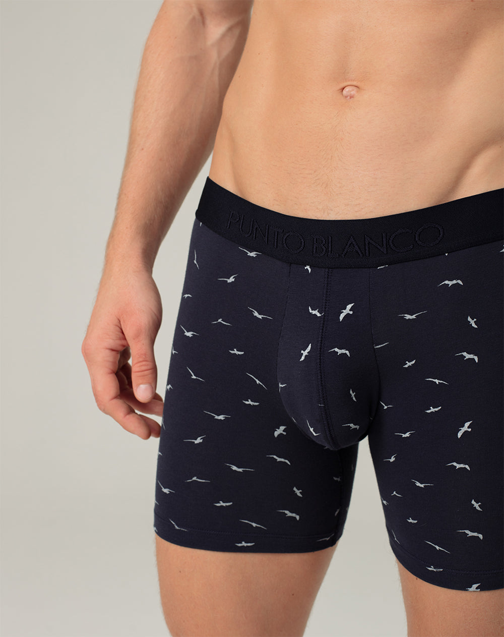 Boxér medio algodón ajustado azul estampado