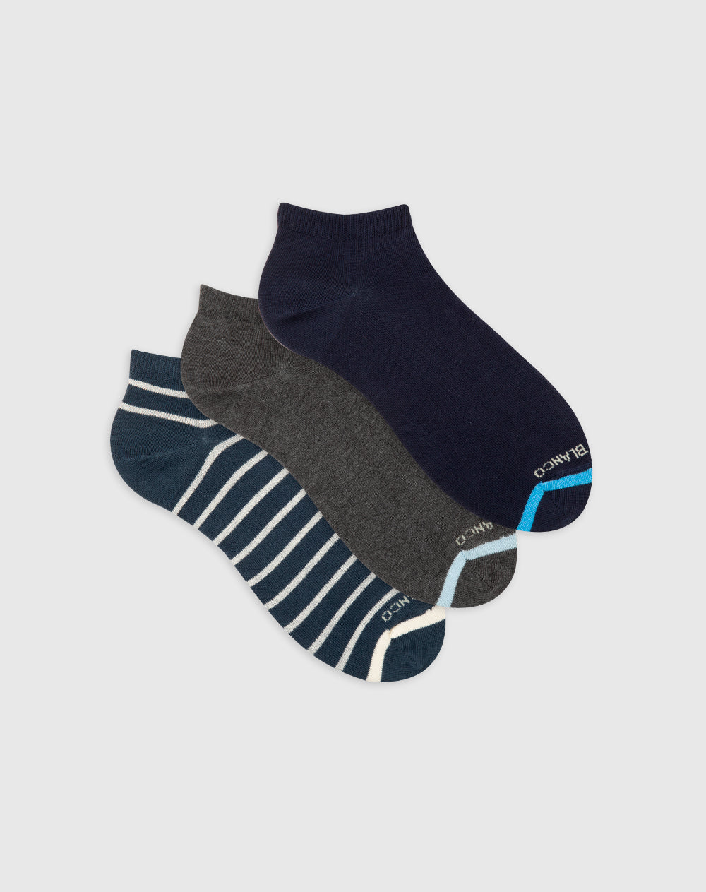 Medias para hombre tobilleras cortas en algodón pack x3unds surtidas