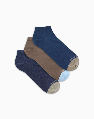 Medias hombre tobillera corta algodón pack x3 surtido