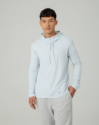 Buzo en algodón con capucha azul claro para hombre
