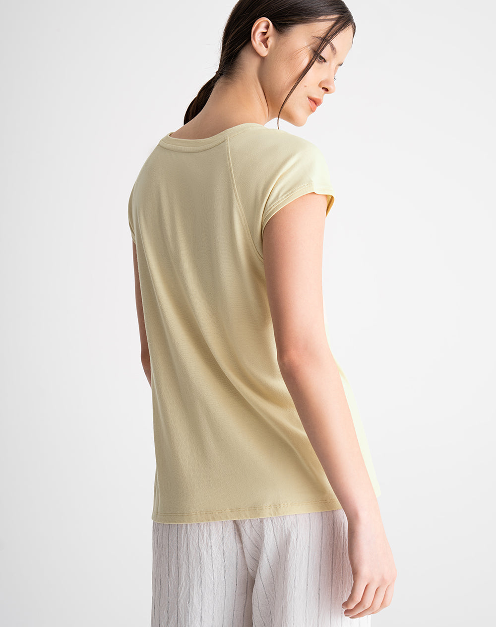 Camiseta regular algodón amarilla mujer