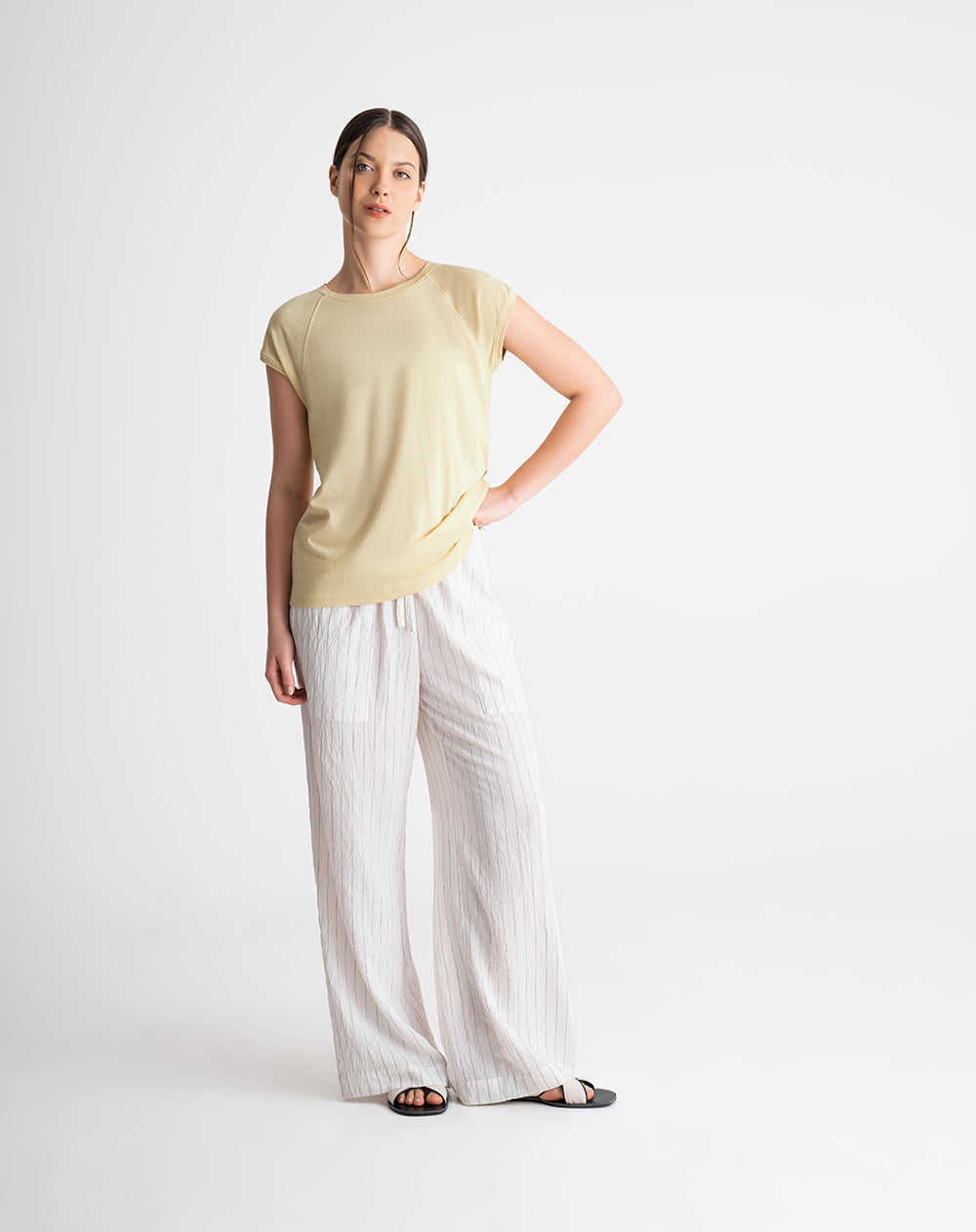 Camiseta regular algodón amarilla mujer