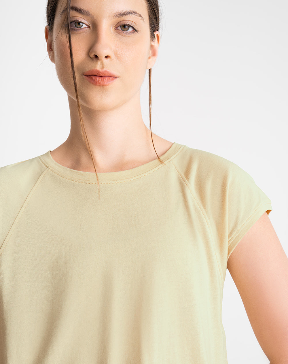 Camiseta regular algodón amarilla mujer