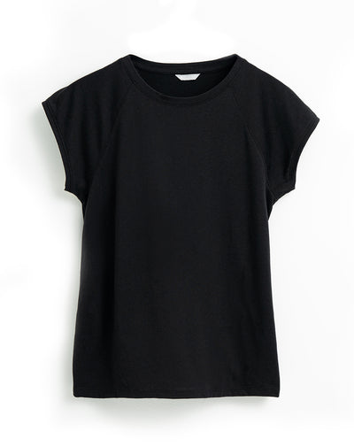 Camiseta en algodón sostenible holgada negro para mujer