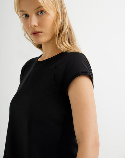 Camiseta regular algodón negra mujer