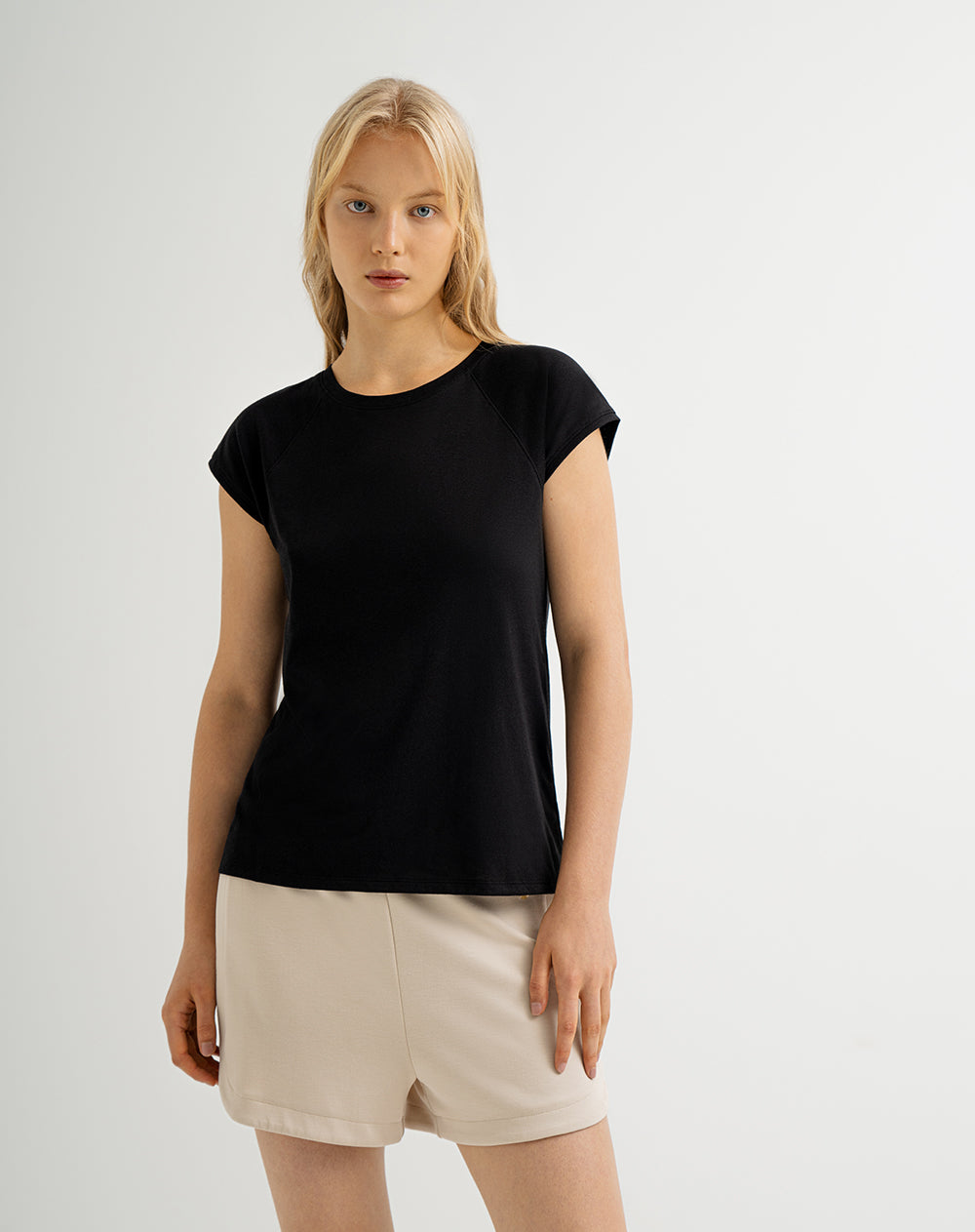 Camiseta algodón holgada negra mujer