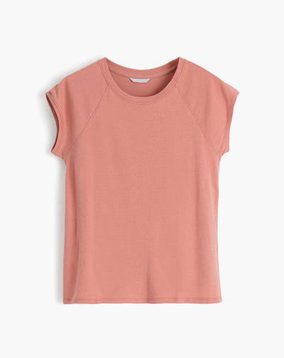 Camiseta regular algodón rosada mujer