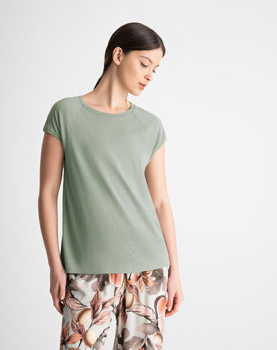 Camiseta regular algodón verde mujer