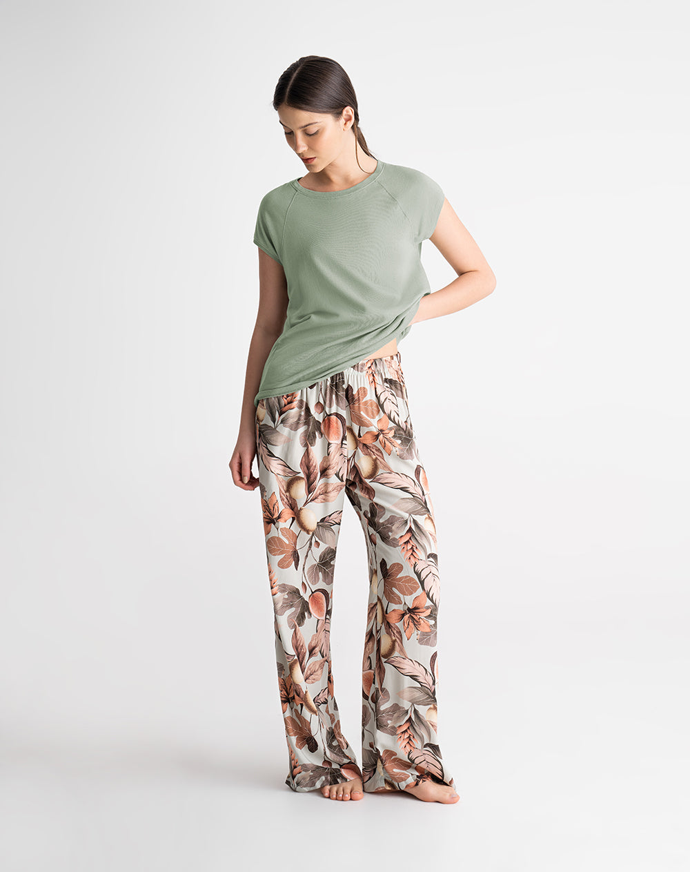 Camiseta regular algodón verde mujer