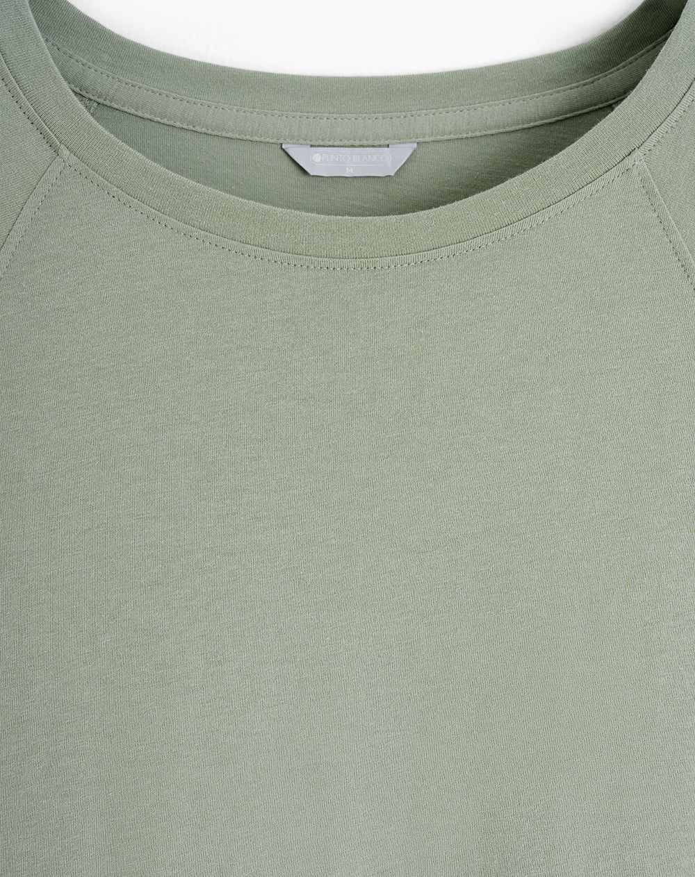 Camiseta regular algodón verde mujer