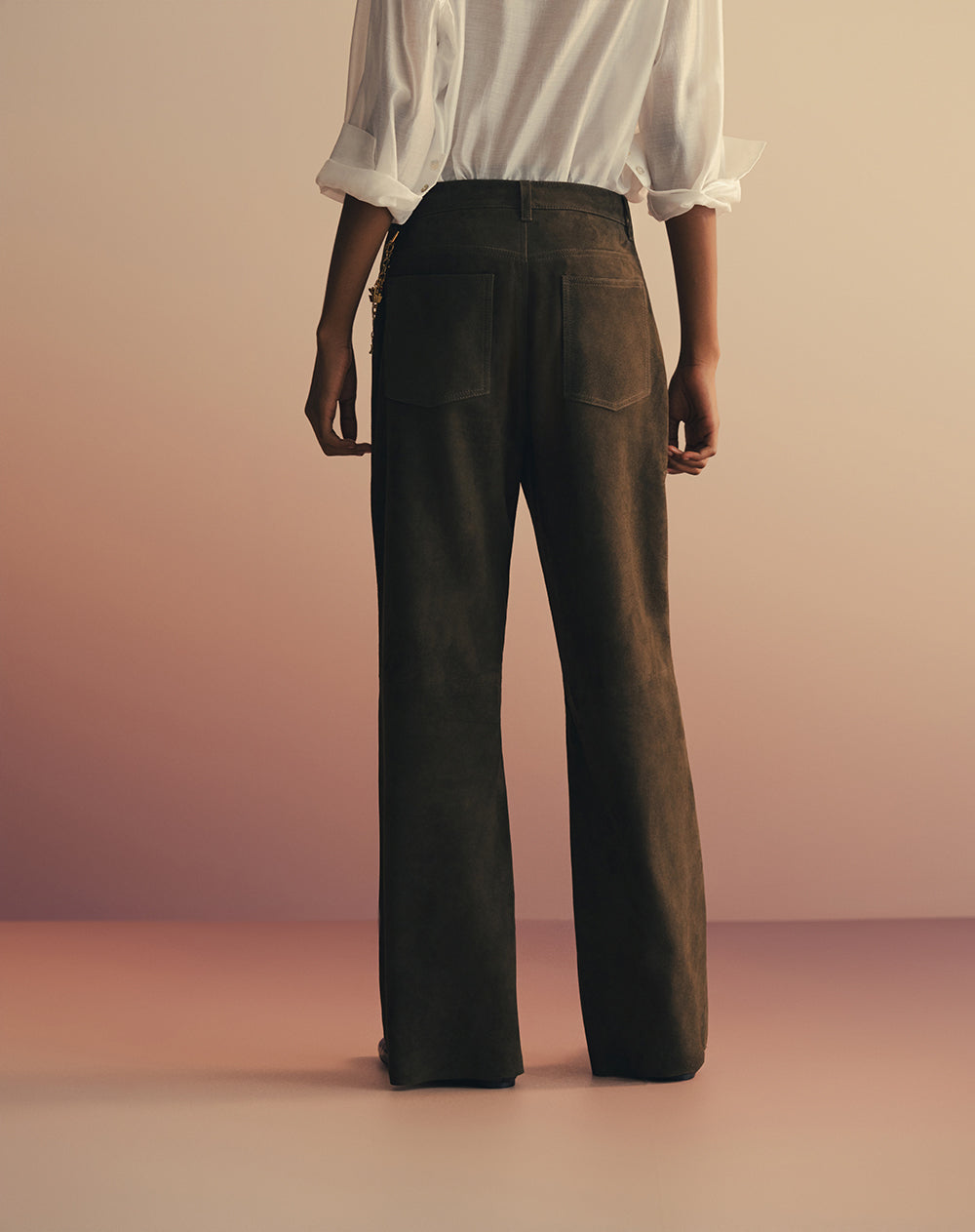 Pantalón wide leg  tiro alto en cuero Ana Beliza