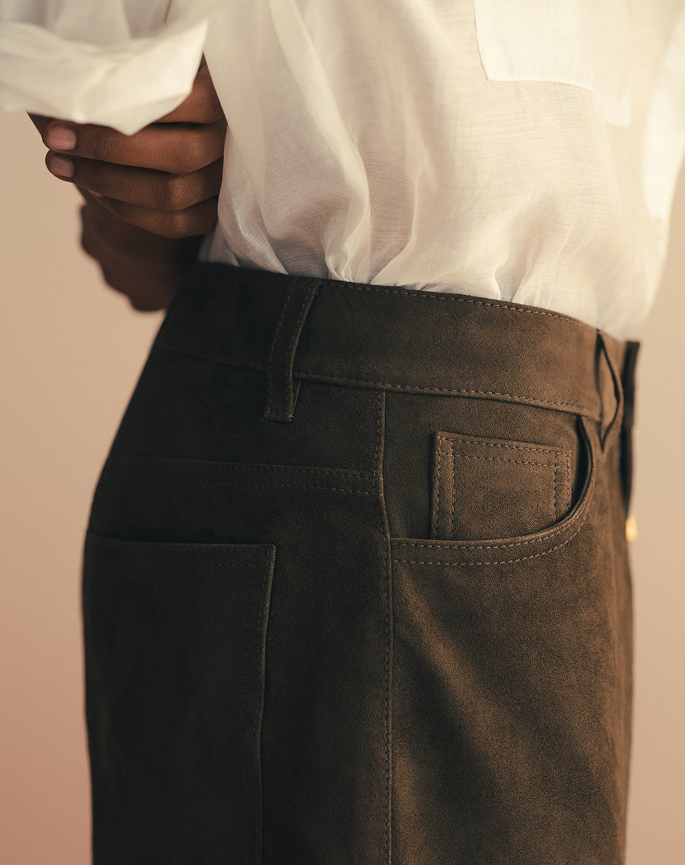 Pantalón wide leg  tiro alto en cuero Ana Beliza