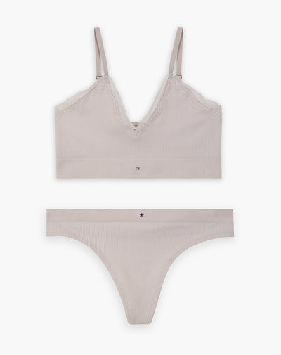 Top + panty acanalado arena mujer