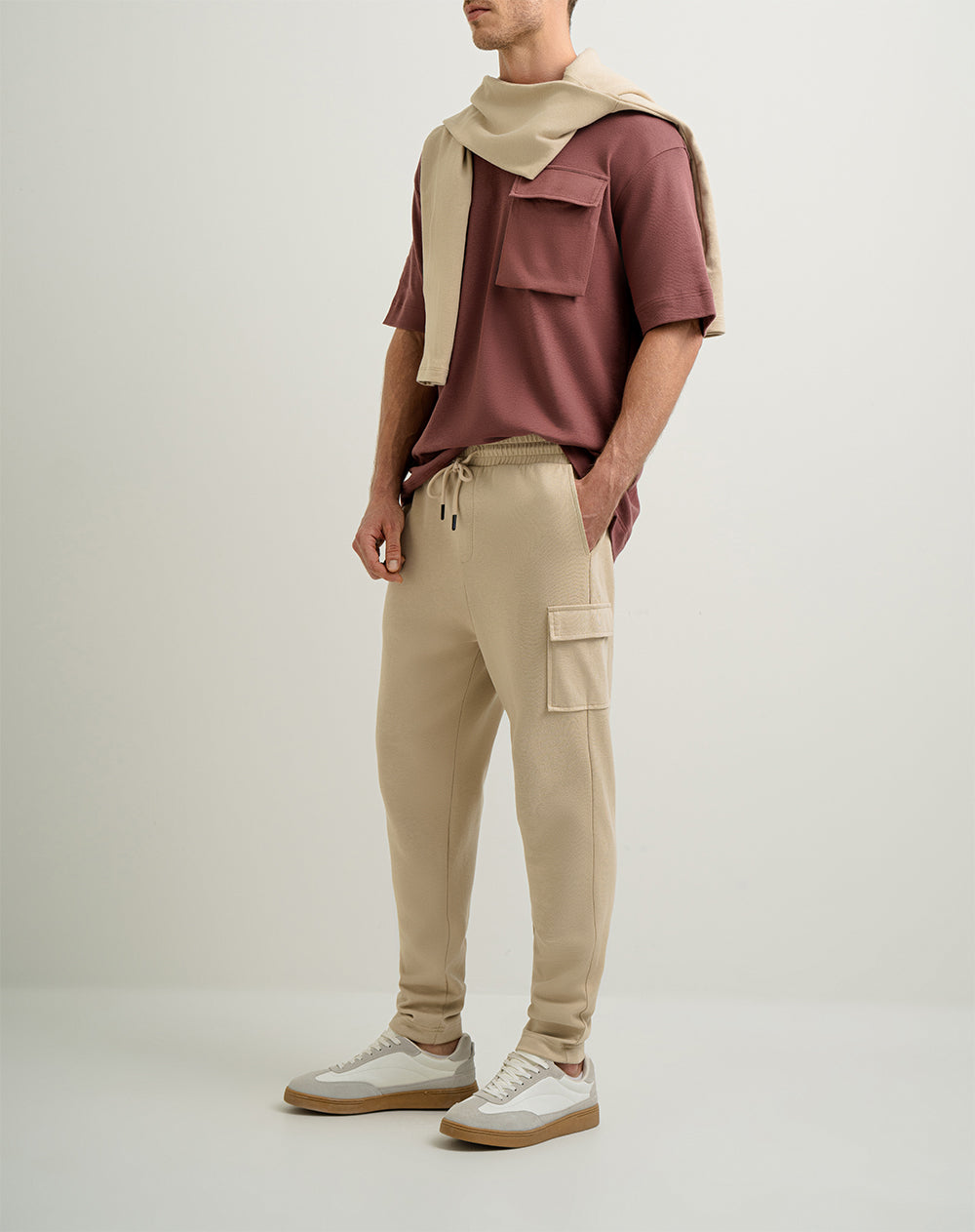 Jogger en algodón sostenible caqui para hombre