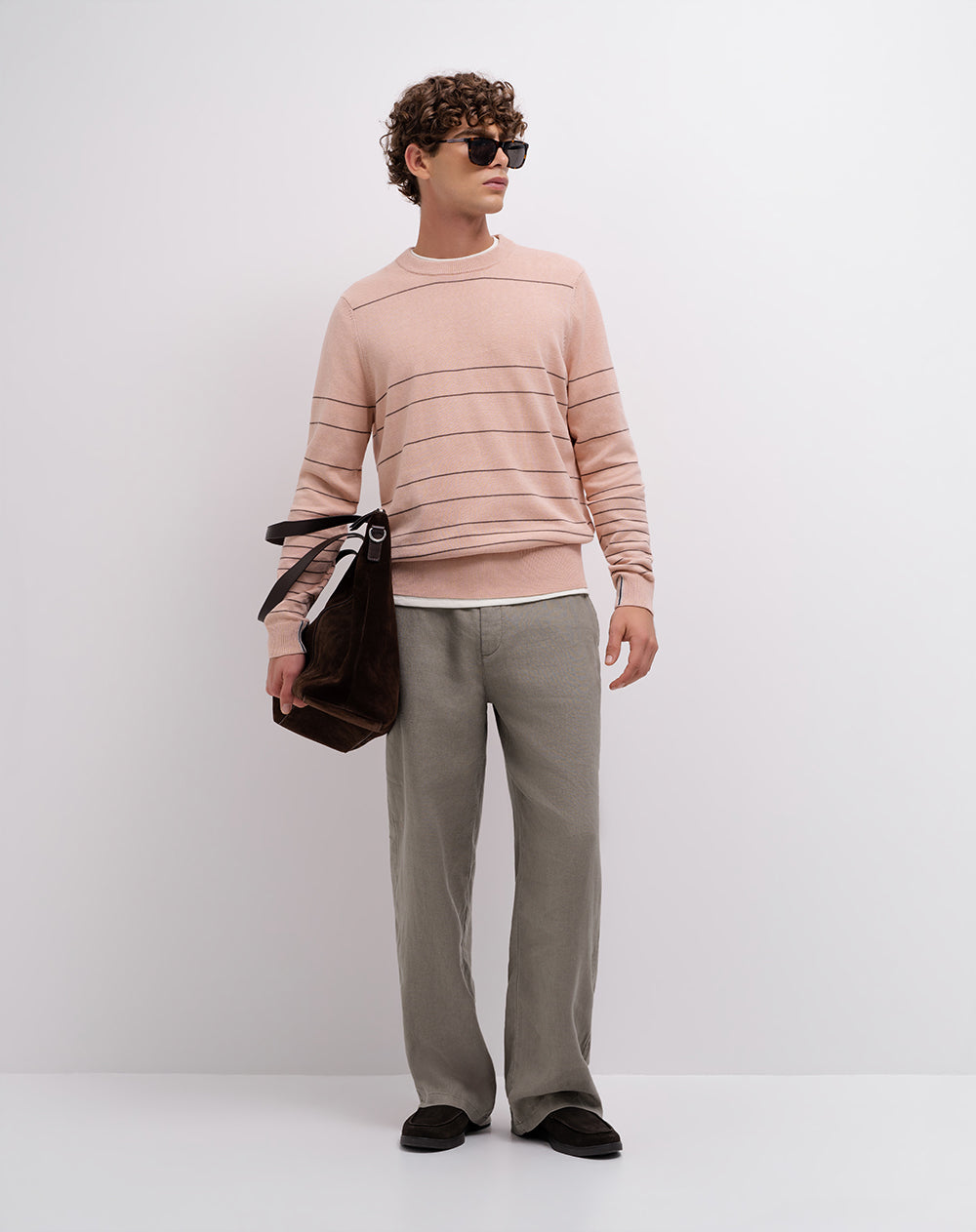 Buzo regular tejido de punto rosado hombre