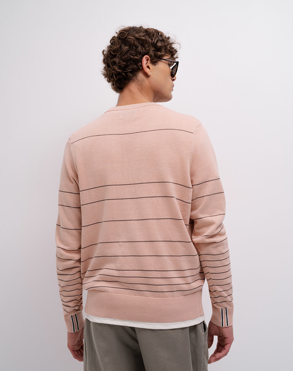 Buzo regular tejido de punto rosado hombre